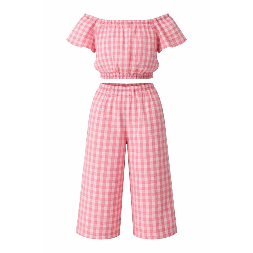 Zara Girls Pink Gingham Set 4-5Y NWT Matching Outfit Top Pants